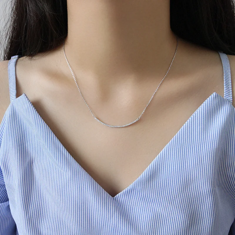 YPAY Подлинная 925 пробы Серебряная цепочка Ожерелье для женщин леди корейское