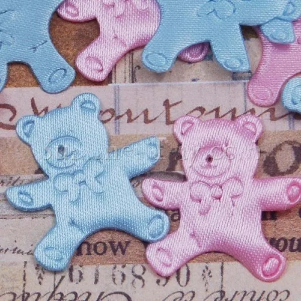 Pink Blue Mixed 50 шт./лот Детские атласная Ткань Мишка Аппликация Украшение для душа ребенка партия украшения Скрапбукинг ремесел проекта пользу - Цвет: Pink Blue Mixed