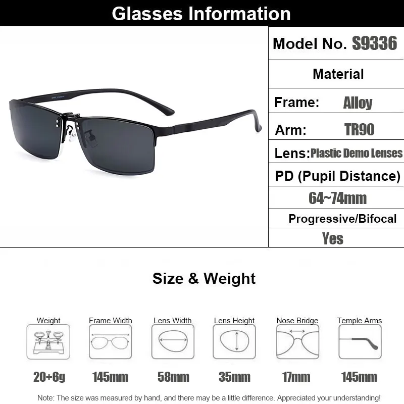 

Gmei Optical Men Square Titanium Alloy Glasses Frame Ultralight Polarized Clip on Sunglasses Optical Eyewear S9336