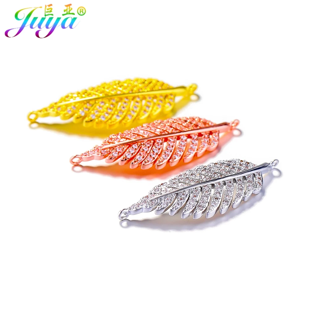 

DIY Jewelry Findings Components Cubic Zirconia Floating Leaf Connector Charm Accessories For Women Bracelets Earrings DIY Making
