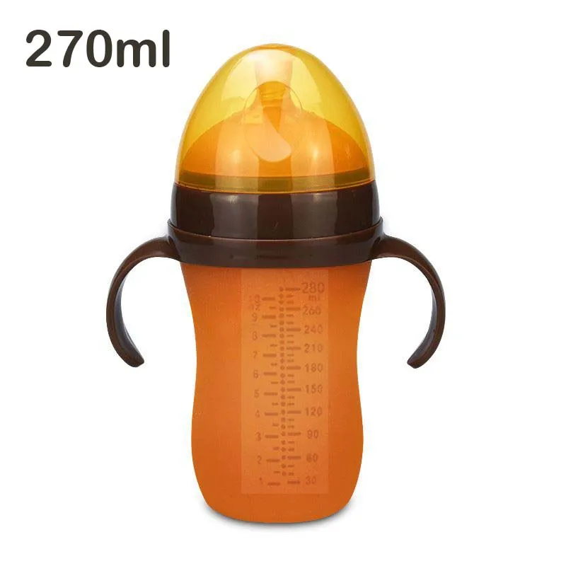 270ml Size L Силиконовая бутылочка для малышей, Антиколиковая воздушная вентиляция, широкая шея, натуральное кормление грудью бутылочка для кормления для новорожденных 0-36 месяцев, BPA бесплатно 270 мл - Цвет: 270ml Size L