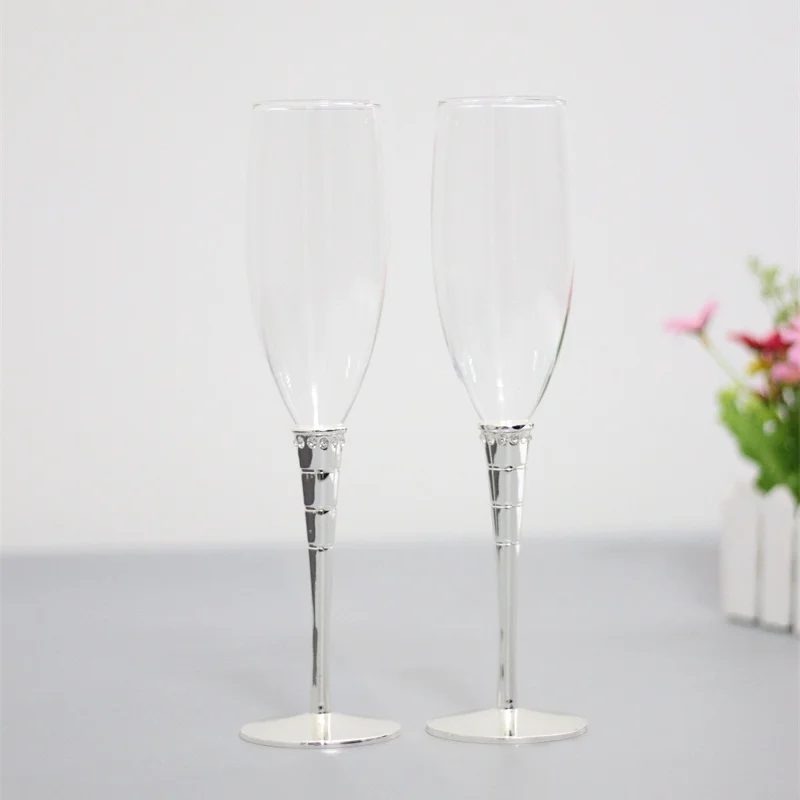 Новые модные свадебные бокалы Поджаривание Флейты шампанского серебристого