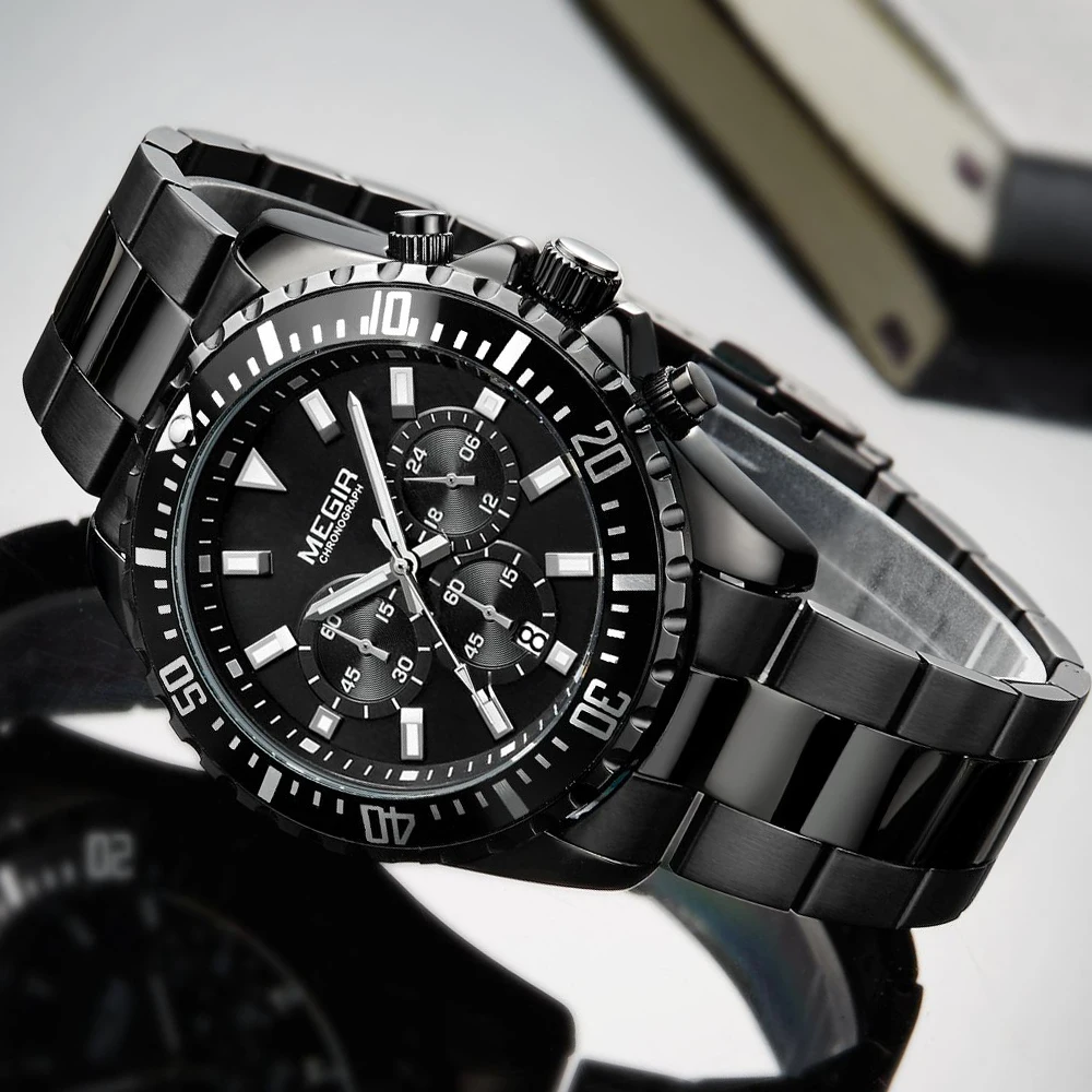 Часы наручные Megir Мужские кварцевые спортивные аналоговые многофункциональные