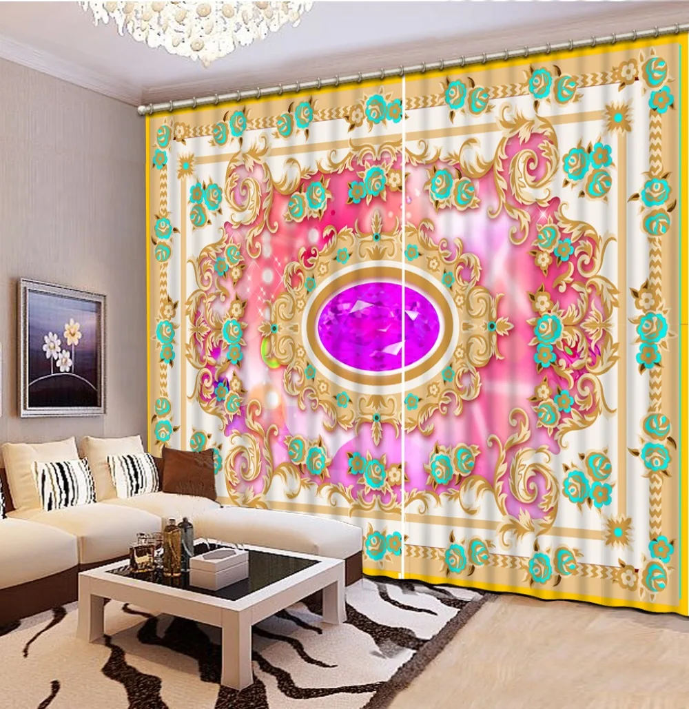 

pink curtains Luxury Blackout 3D Window Curtains For Living Room Bedroom