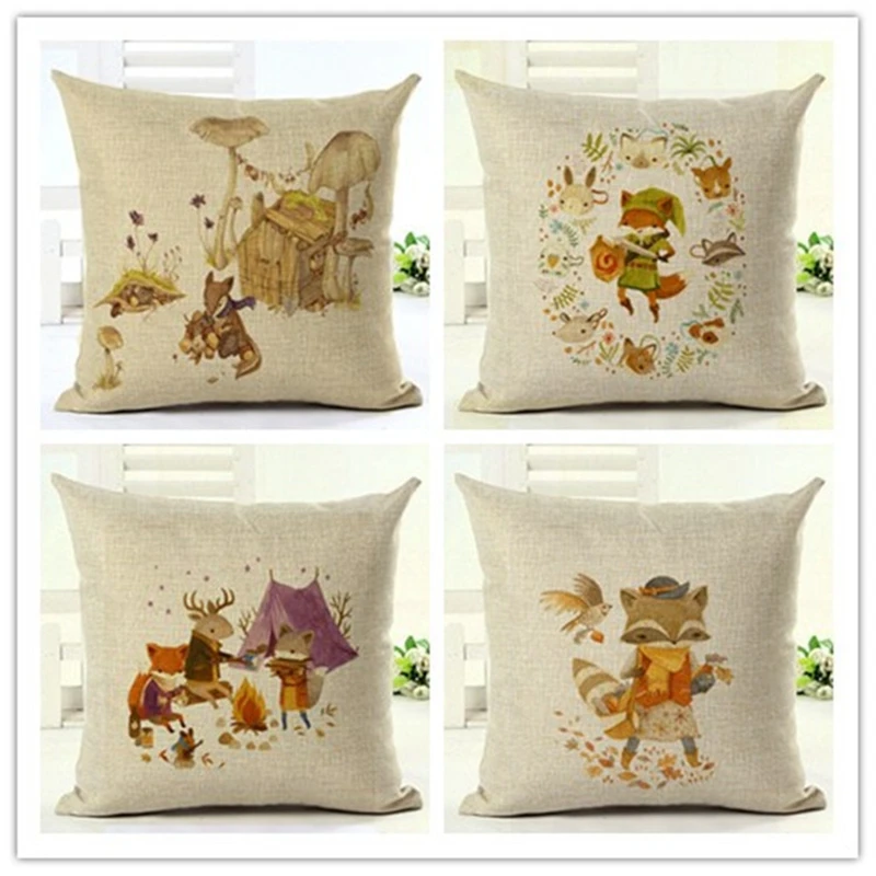 Наволочка для подушки RUBYLOVE с мультяшными лисами домашний декор декоративный