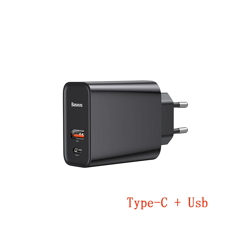 Baseus Usb зарядное устройство быстрое зарядное устройство 3,0 адаптер EU US 5A Usb C зарядное устройство для мобильного телефона дорожное настенное зарядное устройство для iPhone samsung Xiaomi - Тип штекера: EU Adapter