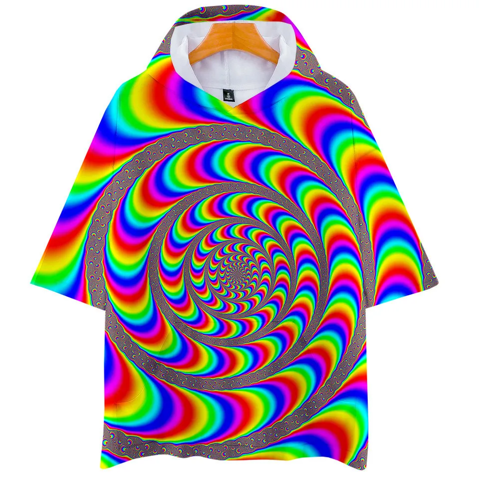 Tie Dye Flashbacks 3d Printed Harajuku hoodies t shirt Boys/Girls colorful psychedelic t-shirt Tops Short Sleeve tshirt Clothes | Мужская