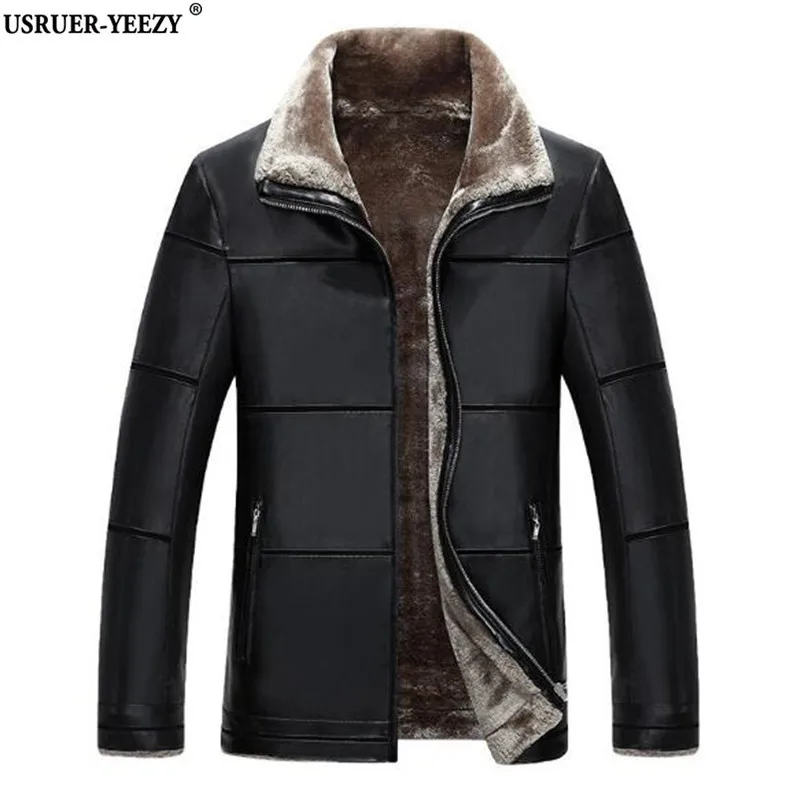 Новое поступление 2017 г. зимние мягкие куртка из искусственной кожи Для мужчин