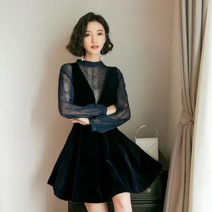 Женское бархатное платье KMETRAM элегантное из двух частей в милом стиле с длинными