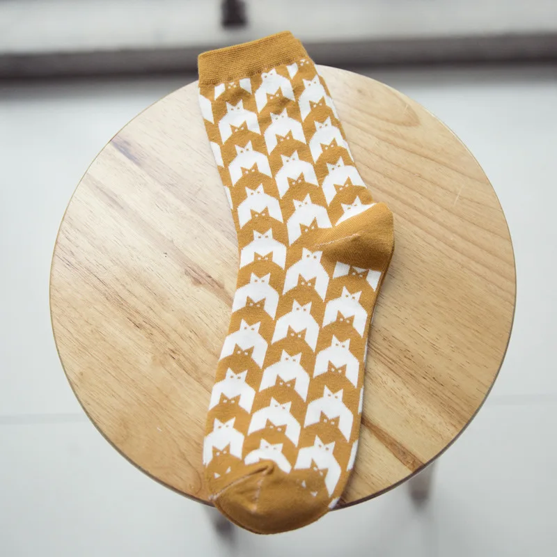 

men autumn winter cartoon patterns cotton socks for male fashion medium tube socks 5pairs/lot