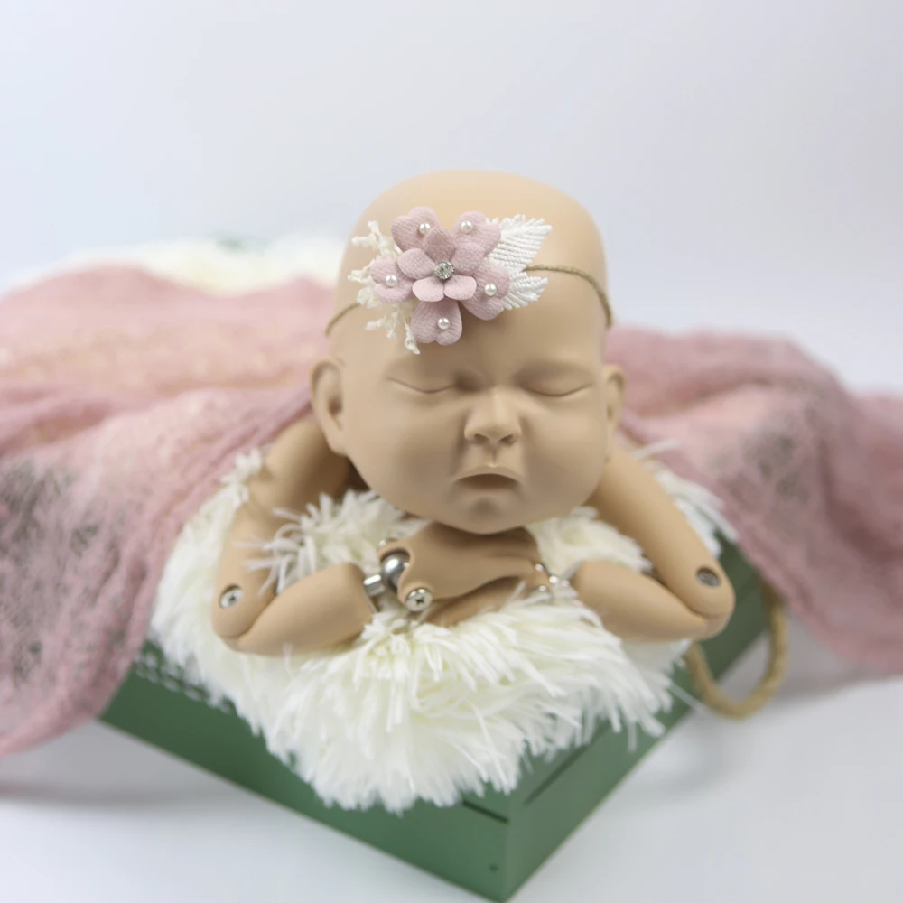 Новорожденные фотографии реквизит обертка + повязка на голову мохеровые вязаные