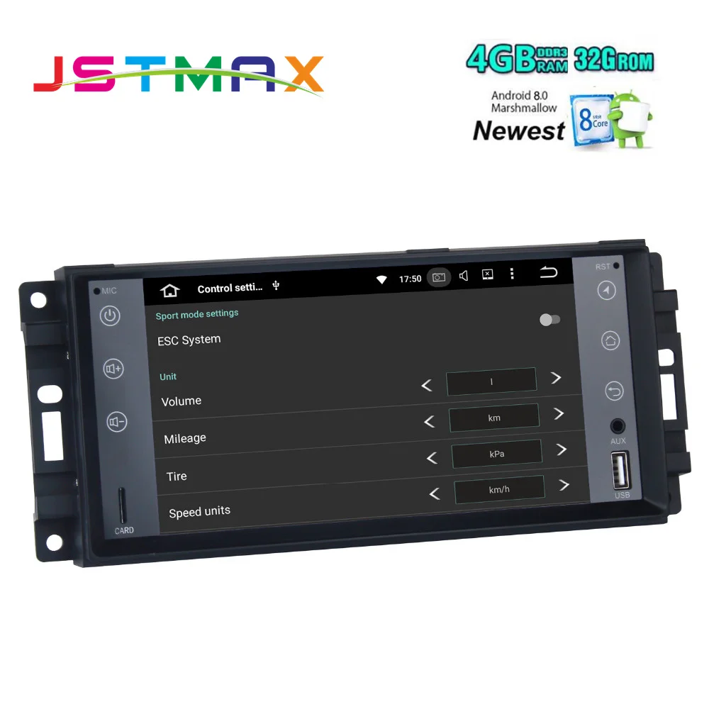 Восьмиядерный Android 8.0 7 &quotCar GPS Радио плеер головное устройство для Jeep Chrysler Dodge с 4