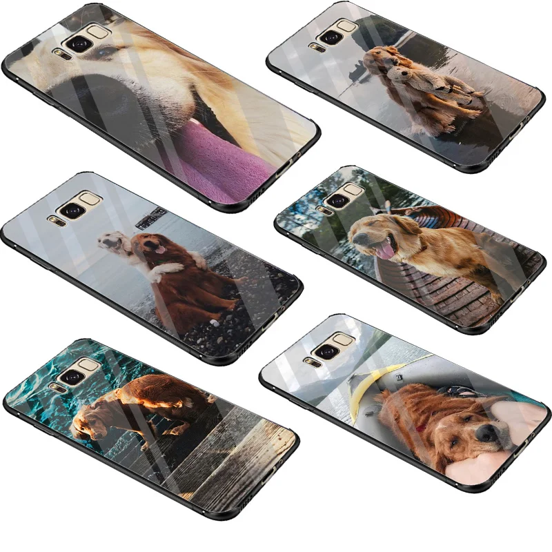 Desxz Dog Golden Retriever Glass Case For Samsung Galaxy S7 Edge S8 S9 Plus Note 8 9 S10 Cover DIY Mirror |