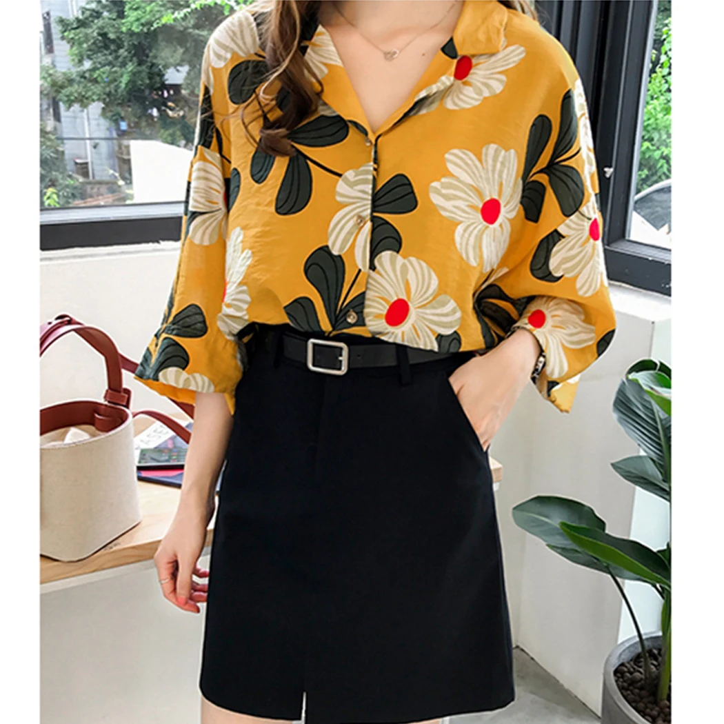 Блузка женская повседневная с цветочным принтом 2019 | Женская одежда