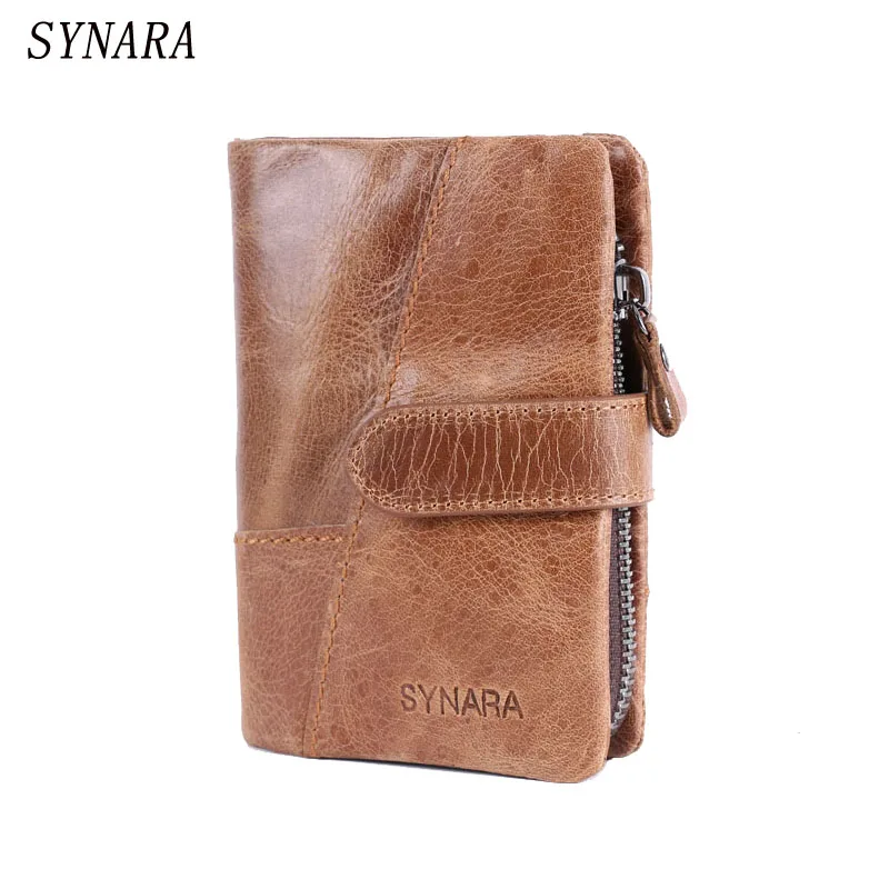 Мужской кошелек из натуральной бычьей кожи дизайнерский короткий винтажный с