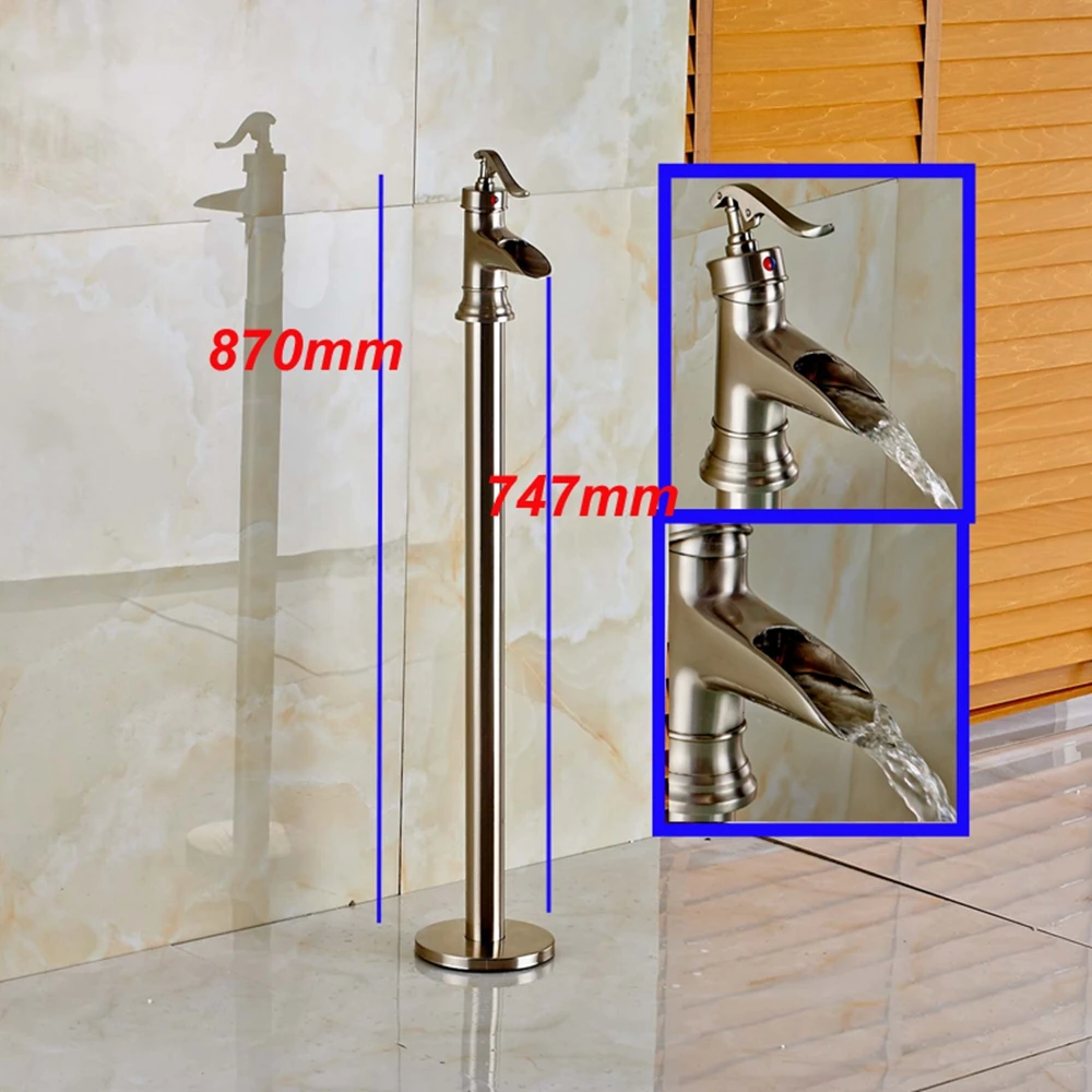 Напольное крепление Матовый никель ванна кран Наполнитель бесплатно Stnading