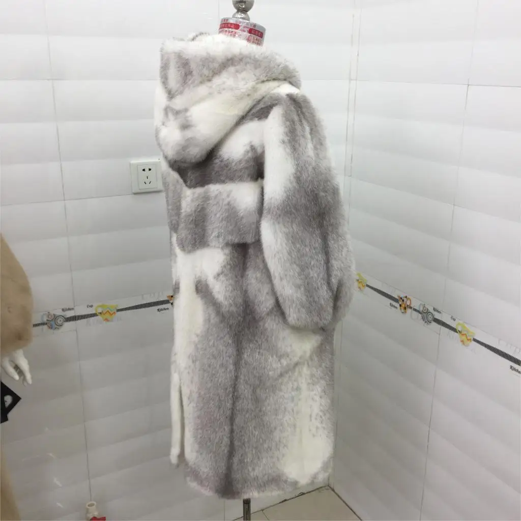Новинка 2018 женское повседневное длинное пальто из натурального меха норки с