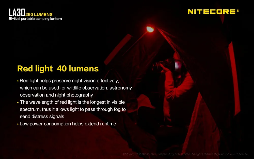 NITECORE LA30 250 люмен 2* AA литий-ионная аккумуляторная батарея, двухтопливный портативный фонарь для кемпинга, для использования на природе/в кемпинге, в режиме CRI