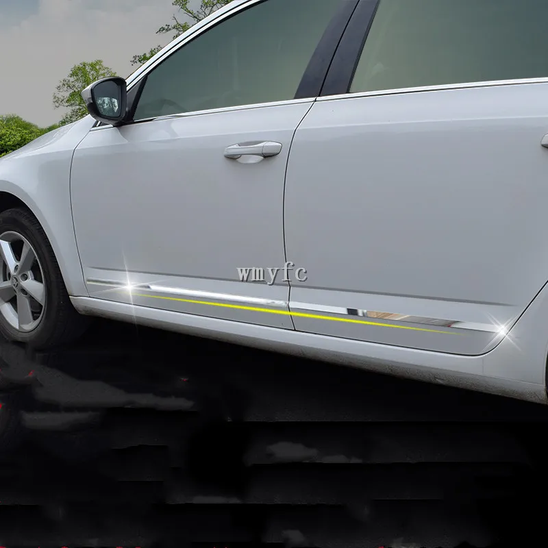 Для Skoda Octavia- модифицированные специальные молдинги на кузов, яркие дверные накладки из нержавеющей стали, автомобильные аксессуары