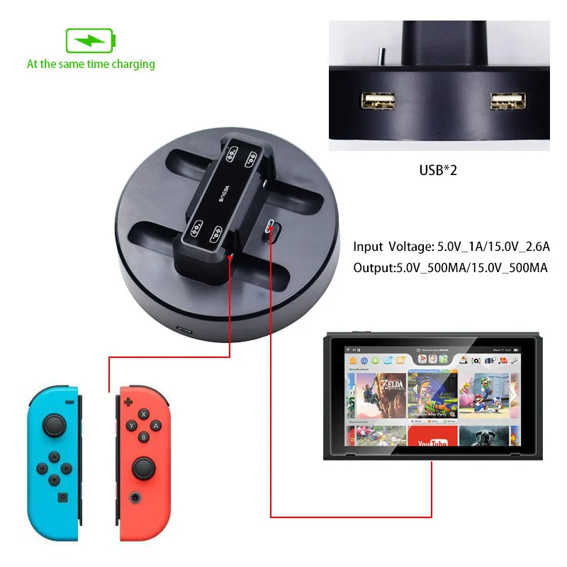 Светодиодный контроллер Nintendo зарядное устройство док станция для контроллера