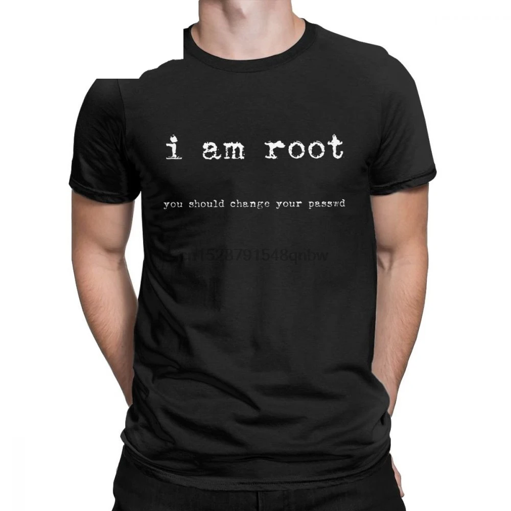 Футболки I Am Root для мужчин хлопковые футболки новинка командная строка Ubuntu Linux