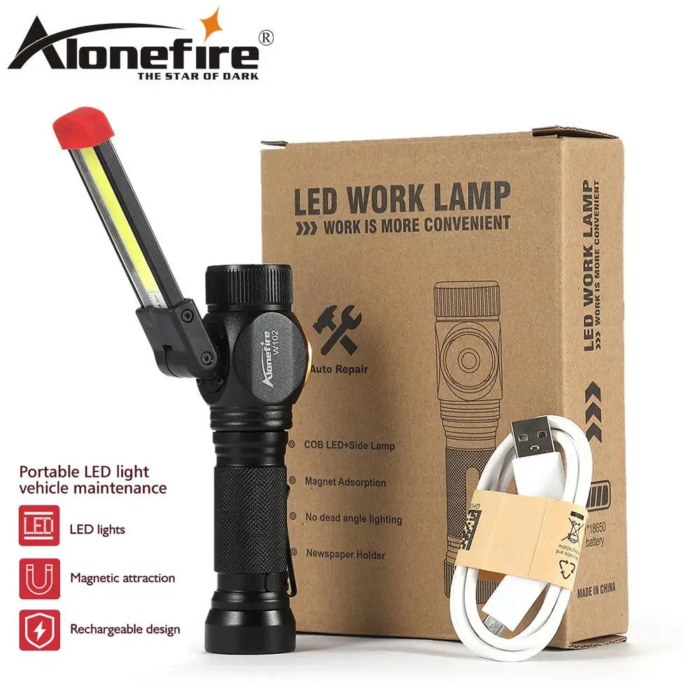 AloneFire W102 COB рабочий светильник портативный светодиодный светильник домашний открытый складной перезаряжаемый рабочий светильник магнит вспышка светильник фонарь лампа