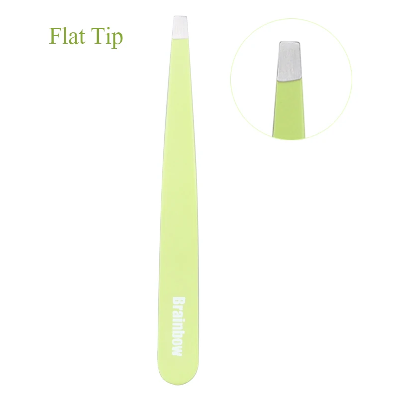 Flat Tip Brainbow 1 шт. пинцет для бровей Наклонные плоские кончики закрытый зажим для лица для удаления волос для глаз Накладные ресницы для наращивания век наклейка аппликатор - Цвет: Flat Tip