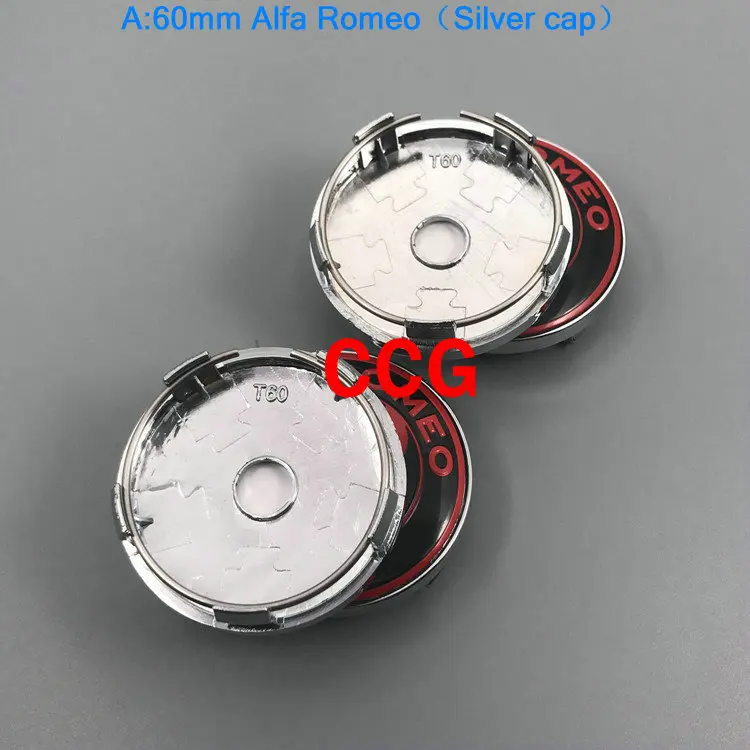 A 60 Black red cap 4 шт., 56 мм, 60 мм, Alfa Romeo, автомобильный логотип, крышка ступицы колеса, креативная наклейка, эмблема, значок для Spider GT Giulia Mito 147 - Название цвета: A 60 Black red cap