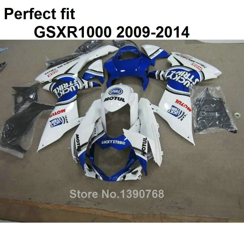 

High quality injection mold fairings for Suzuki GSXR1000 2009-2014 white blue fairing kit GSXR1000 09 10 11 12 13 14 BT17