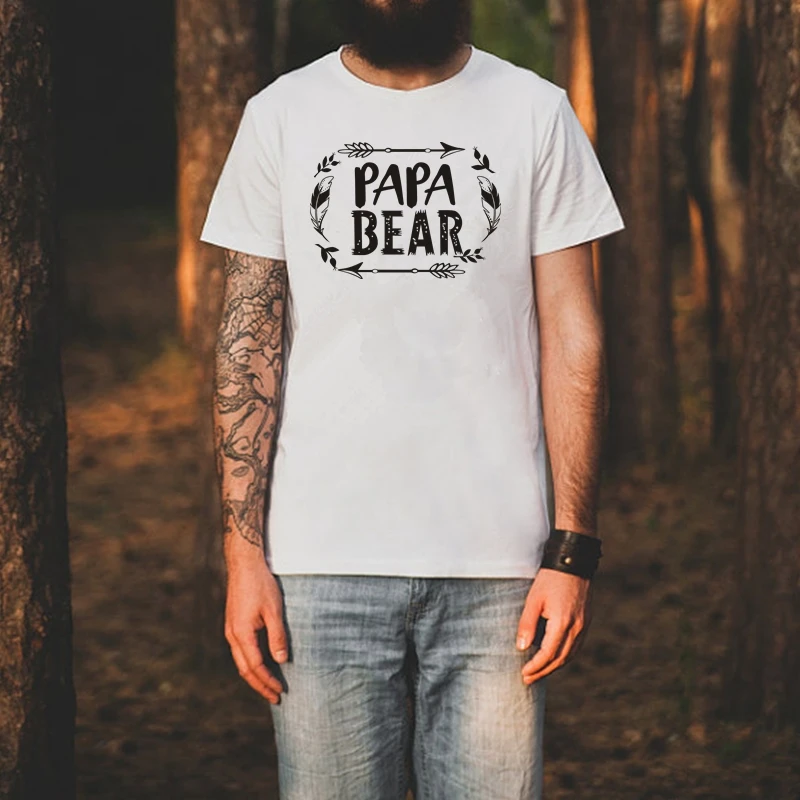 Showtly Papa Bear Футболка с круглым вырезом объявление беременности дедушка и