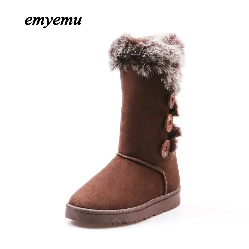 Зимняя обувь EMYEMU женские сапоги кожаные классические до колена на пуговицах