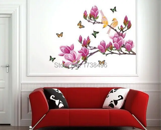 Бесплатная доставка съемный цветочные главная страница арт-декор стены стикеры