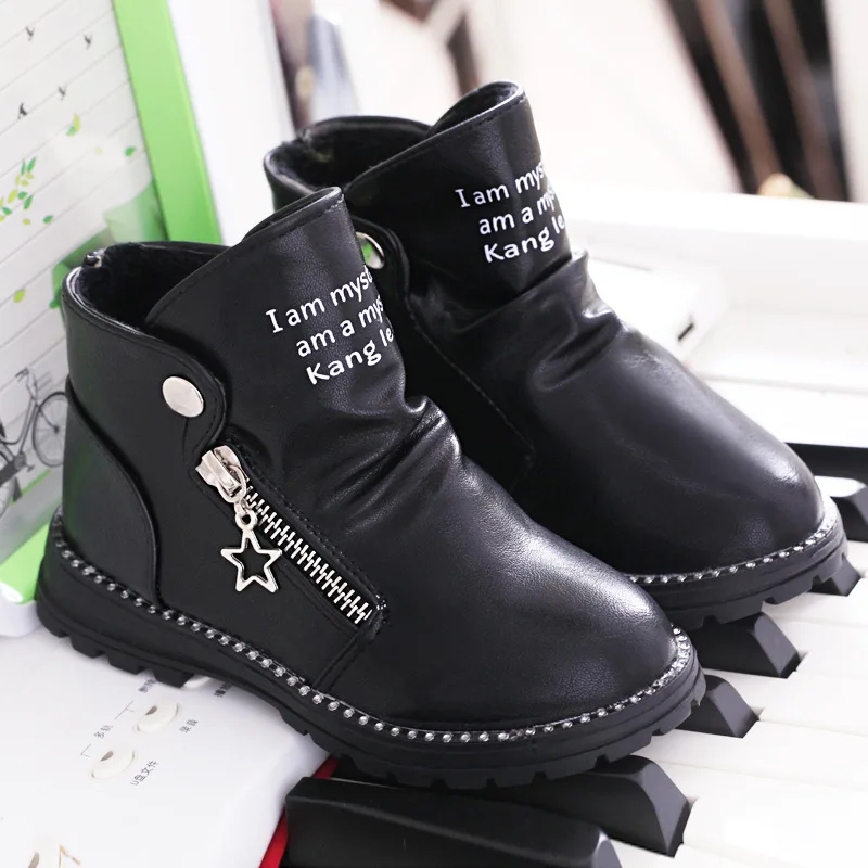 New Girls Boys PU Leather Children Shoes Ankle Boots Fashion Sports Snow Winter Botas Kids Baby Zipper | Детская одежда и обувь
