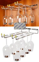 SUS304 Wall Side Mount Cupboard Cabinet Wine Glass Rack Stemware Holder Hanger Single Double Row Goblet Tallboy Standing Cup