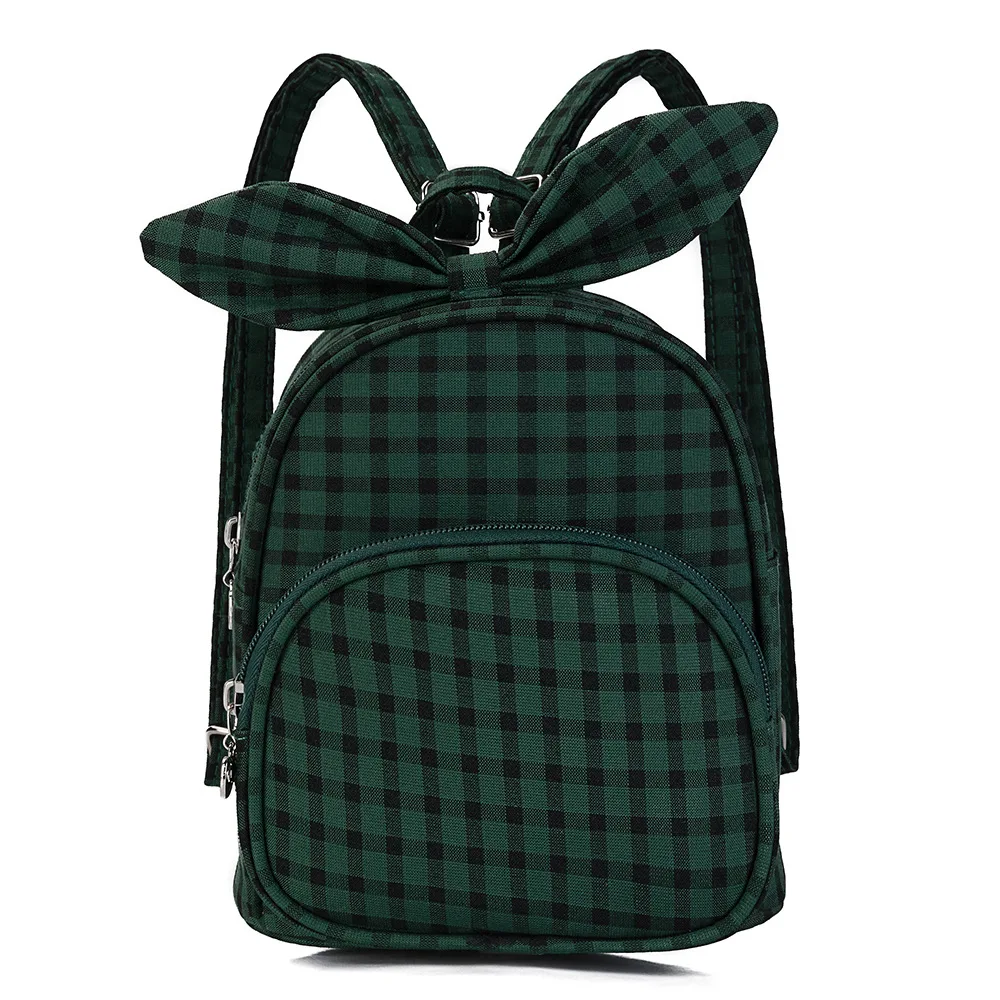 Новые клетчатые детские сумки Mochila Escolar Infantis школьные сумки детские милые заячьи ушки ранец рюкзак для детей рюкзак мини - Цвет: Зеленый
