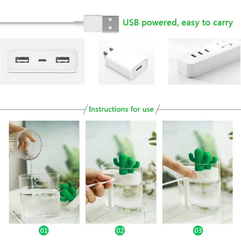 160 мл ультразвуковой увлажнитель воздуха Чистый кактус цветной свет USB диффузор