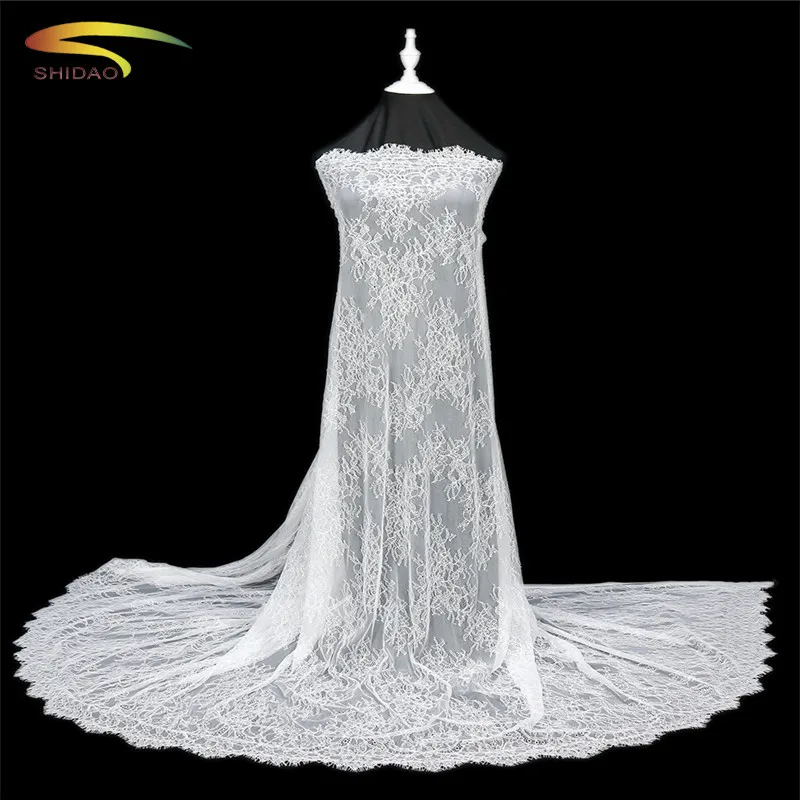 

3M/lot long eyelash lace fabric traditional wedding lace fabric white Table Cloth DIY Crafts