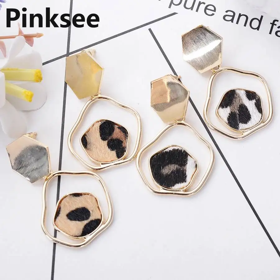 New 2019 Vintage Leopard Earrings Jewelry Gold Alloy Irregular graphic Sequin Statement for Women Bijoux | Украшения и аксессуары