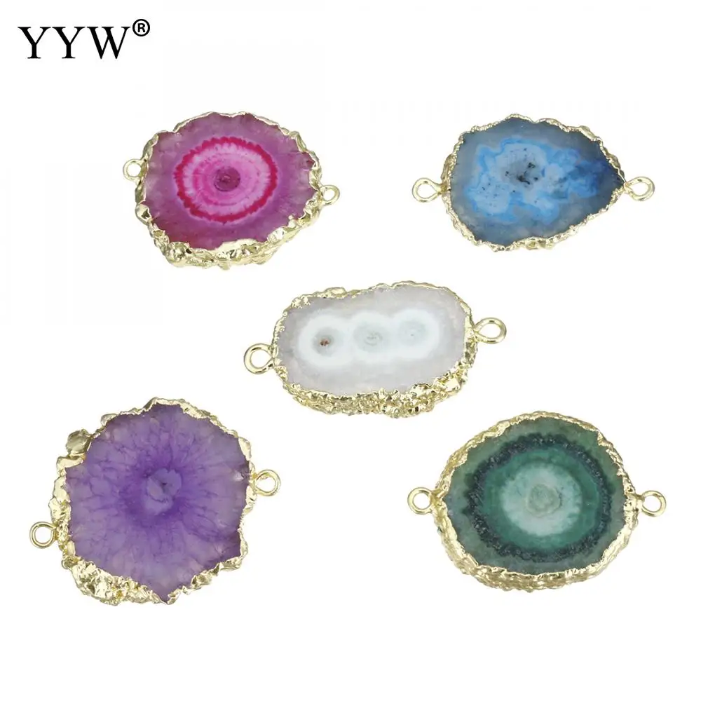 

Classic Brass Gold Color Plated Fashion Ice Quartz Connectors for DIY Jewelry Making Accessory