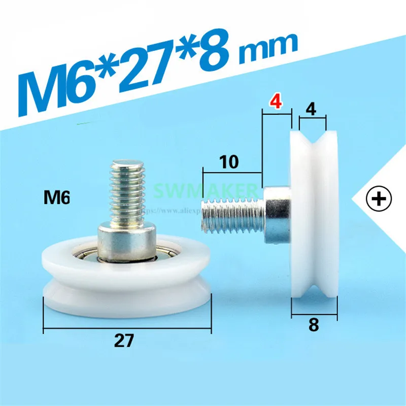 M6 * 27*8 мм 6*27*8 V Рифленое колесо винт M6/винт/резьба 626ZZ Пластиковый Ролик