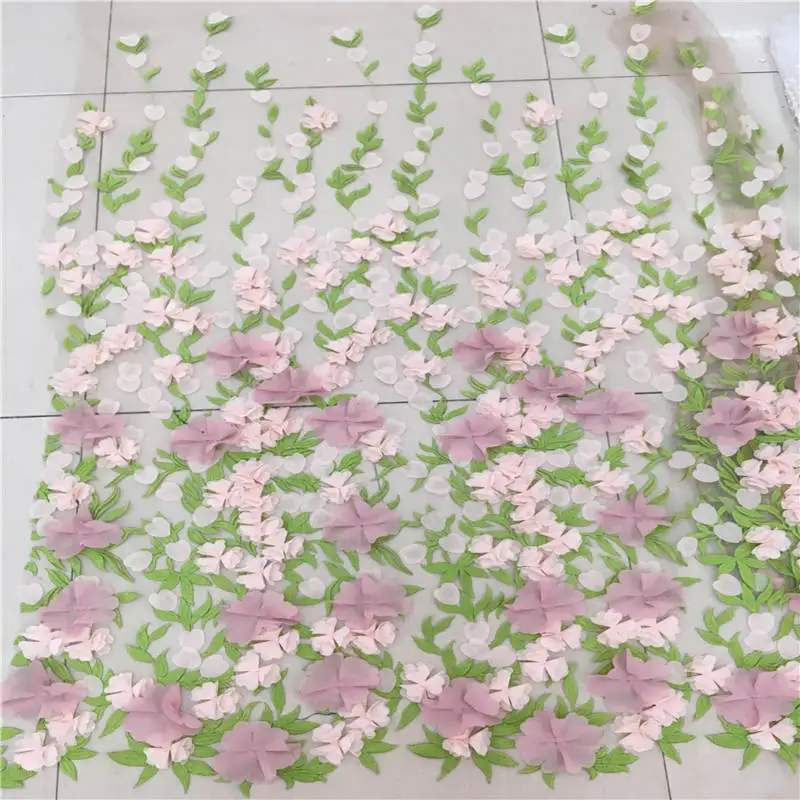 As Picture VILLIEA желтая африканская кружевная ткань 3D цветы французская чистая кружевная ткань высокое качество нигерийские кружевные ткани для свадьбы - Цвет: As Picture