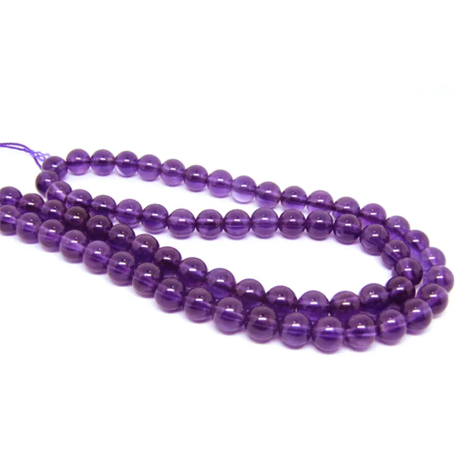 Genuine Natural Purple Amethyst Gemstone Crystal Round Bead Fine Jewelry 6mm Necklaces Bracelets DIY Beads | Украшения и