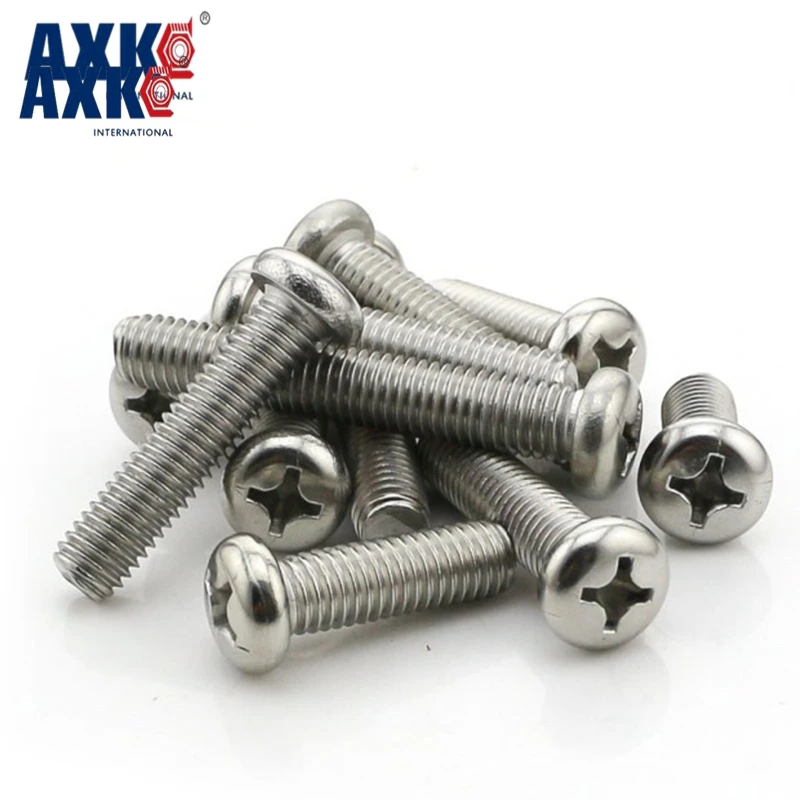 AXK 50Pcs M2 M2.5 M3 M4 ISO7045 DIN7985 GB818 Stainless Steel Cross Recessed Pan Head Screws Phillips Bolts | Обустройство дома