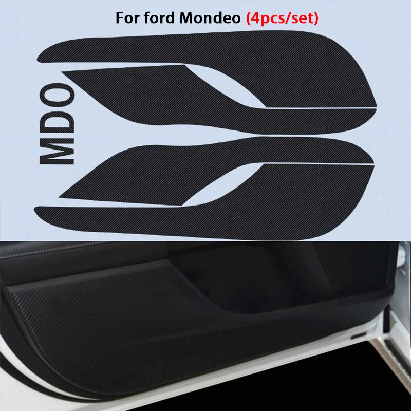 For Mondeo 2017 2018 4x Авто Автомобиль 3D двери анти Kick Pad Коврик Углеродные наклейки для Ford Focus 3 4 Kuga C520 Mondeo MK 5 V Edge Eco Sport аксессуары - Название цвета: For Mondeo 2017 2018