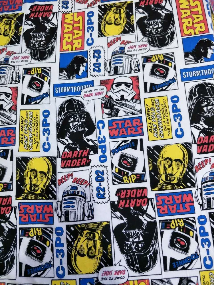 Оптовая продажа Звездные войны хлопковая трикотажная ткань для детей шитье жир