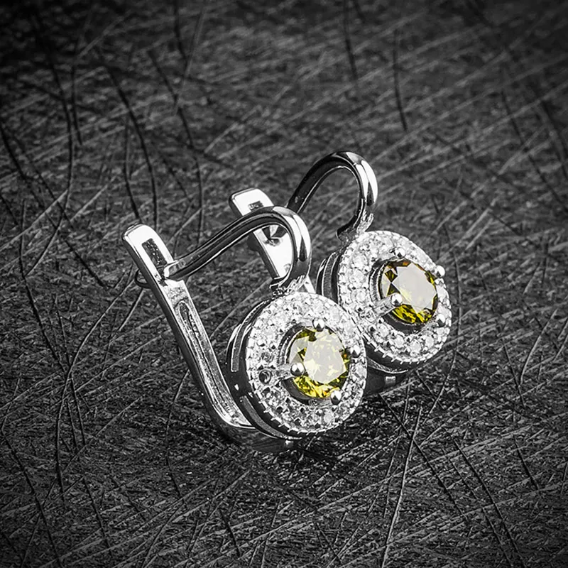 QCOOLJLY оливковый зеленый pendientes brincos блестящие украшения подарок фианит, циркон, кристалл серебряного цвета серьги-кольца для женщин Свадебные