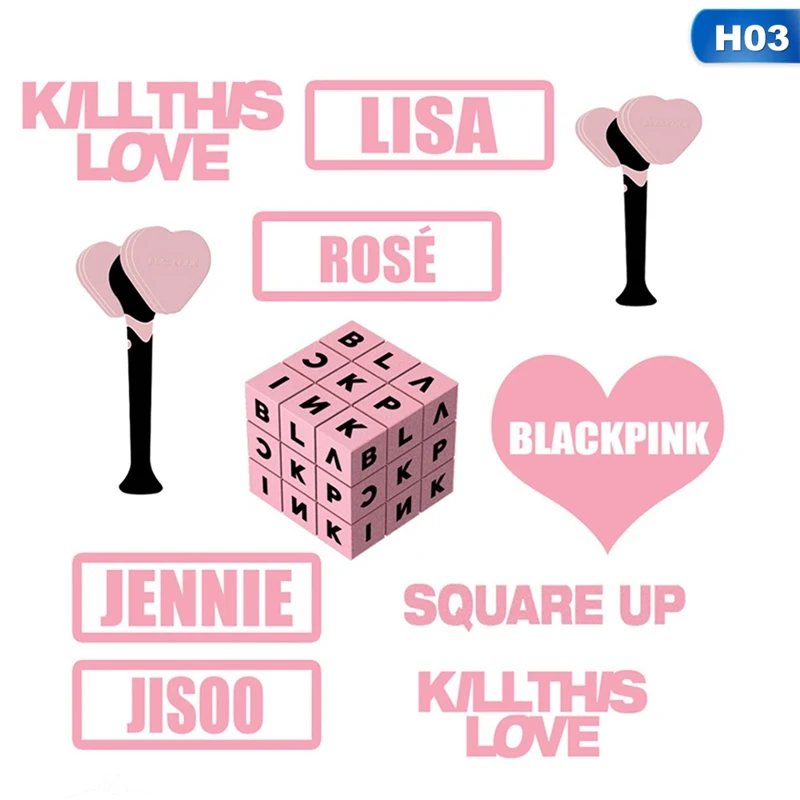 H03 TWICE SEVENTEEN GOT7 TXT черно-розовые Пузырьковые наклейки Трехмерные наклейки любовные буквы Мультяшные наклейки Версия - Цвет: H03
