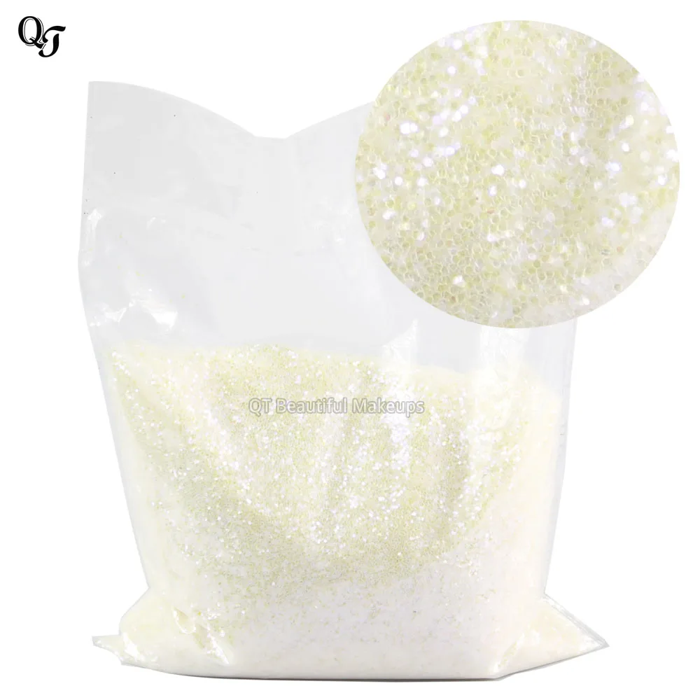 Блестящий белоснежный 500 строительный дизайн ногтей шестигранный лист блеск для