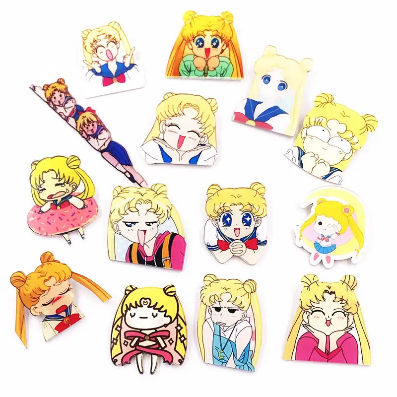 1 шт. Harajuku мультфильм Сейлор Мун Значки для девочек рюкзак акриловые значки одежд