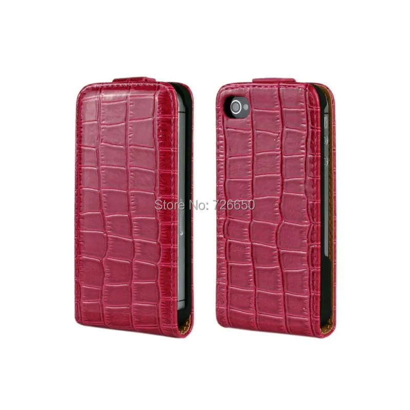 Флип-чехол для iPhone 4 и 4S из кожи крокодила с черным белым красным ярко-розовым